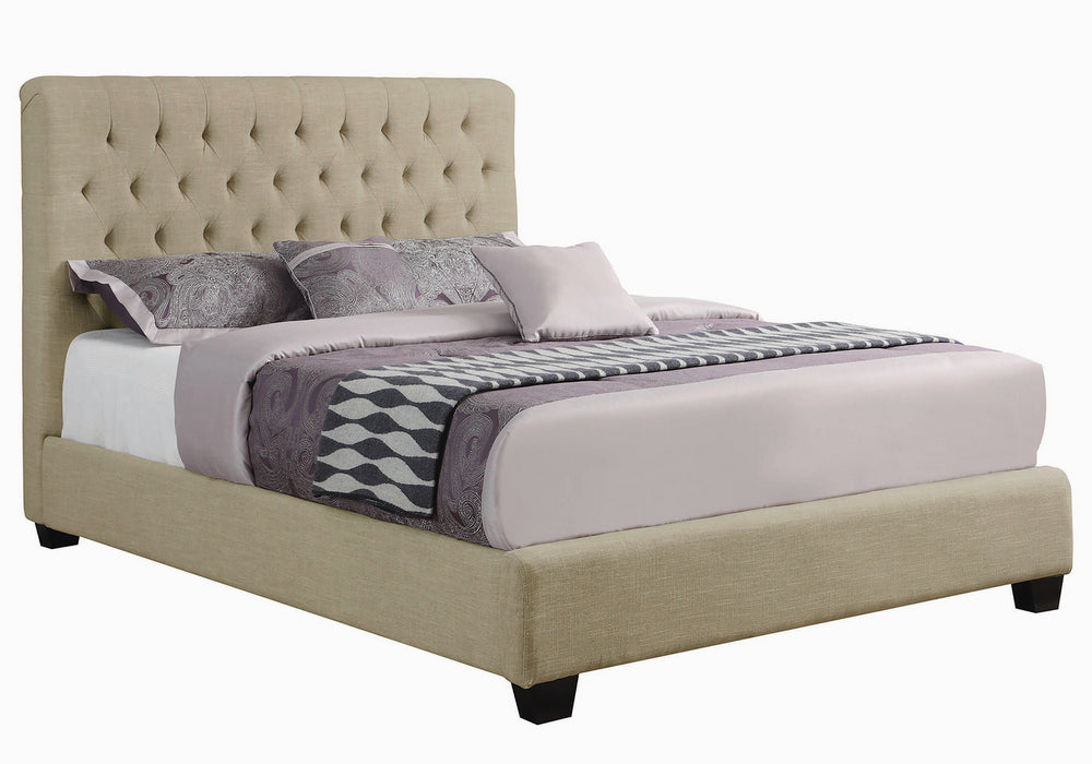 Chloe Oatmeal Fabric Upholstered Cal King Bed (Oversized)