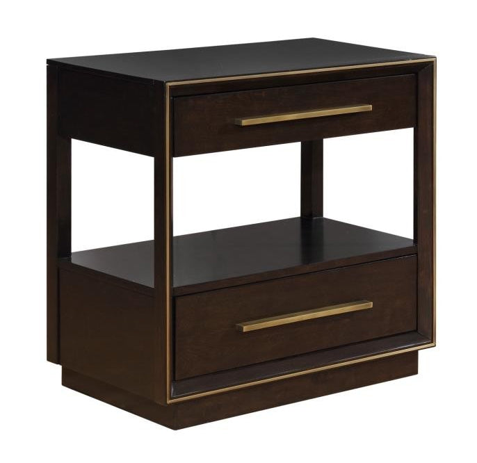 Luddington Smoked Peppercorn Wood 2-Drawer Nightstand