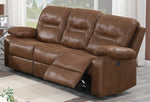 Heaven Dark Brown Blue Leatherette Power Recliner Sofa