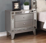 Leighton Metallic Mercury Wood 2-Drawer Nightstand