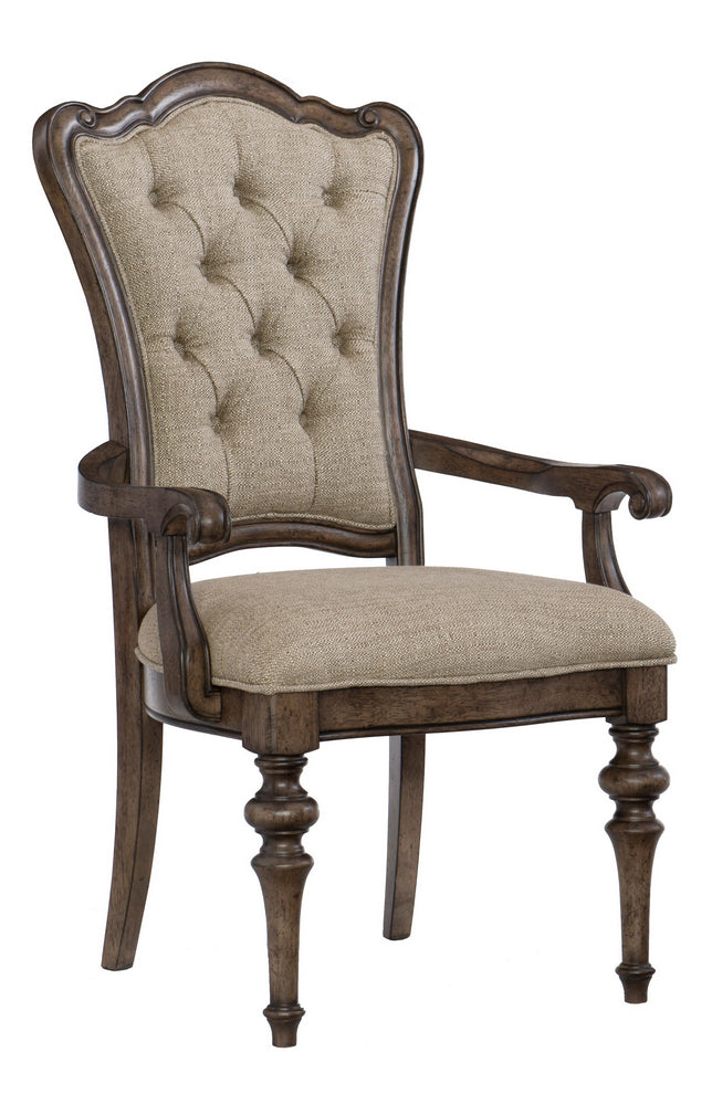 Heath Court 2 Brown Fabric/Brown Oak Wood Arm Chairs