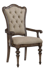 Heath Court 2 Brown Fabric/Brown Oak Wood Arm Chairs