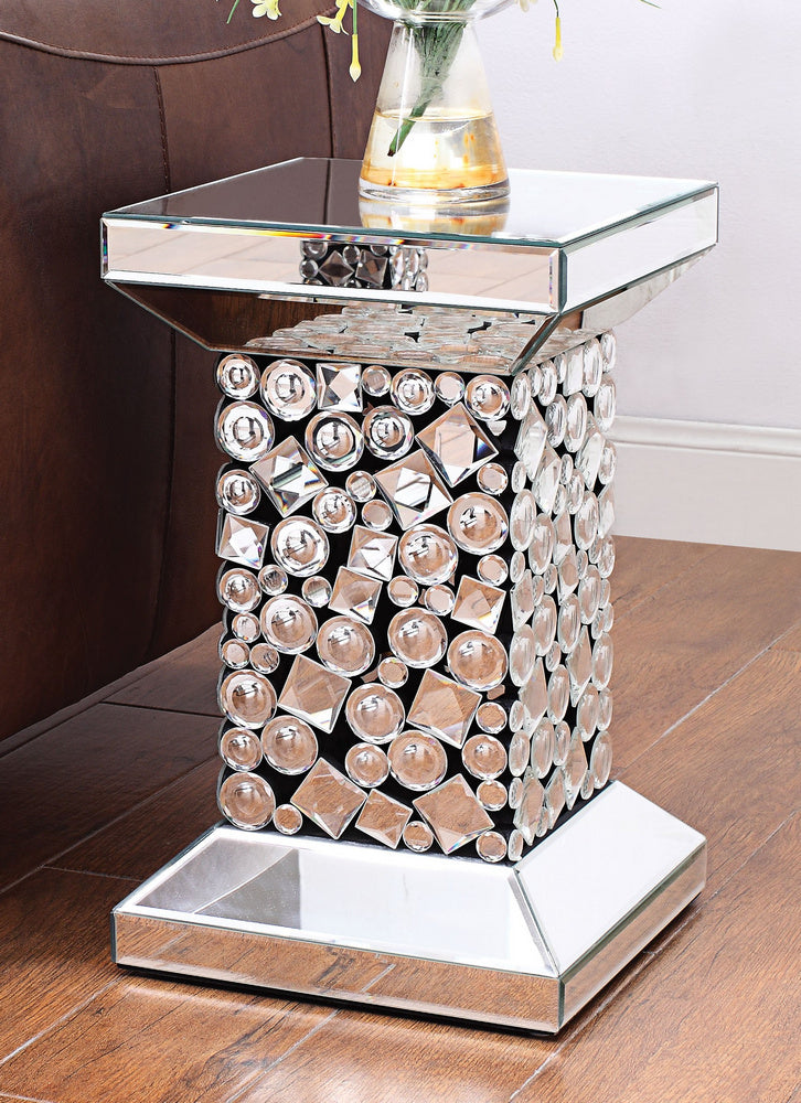 Kachina Mirrored End Table with Faux Crystals