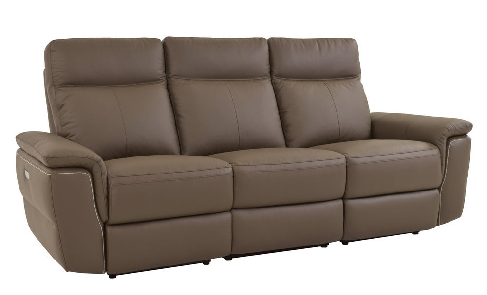 Olympia Raisin Top Grain Leather Power Recliner Sofa