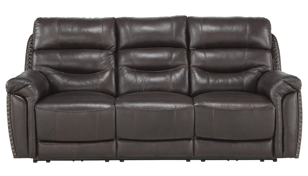 Lance Brown Leather Power Recliner Sofa