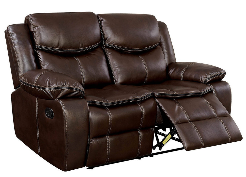 Pollux Brown Manual Recliner Loveseat