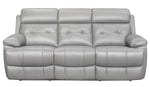 Lambent Silver-Gray Leather Manual Recliner Sofa