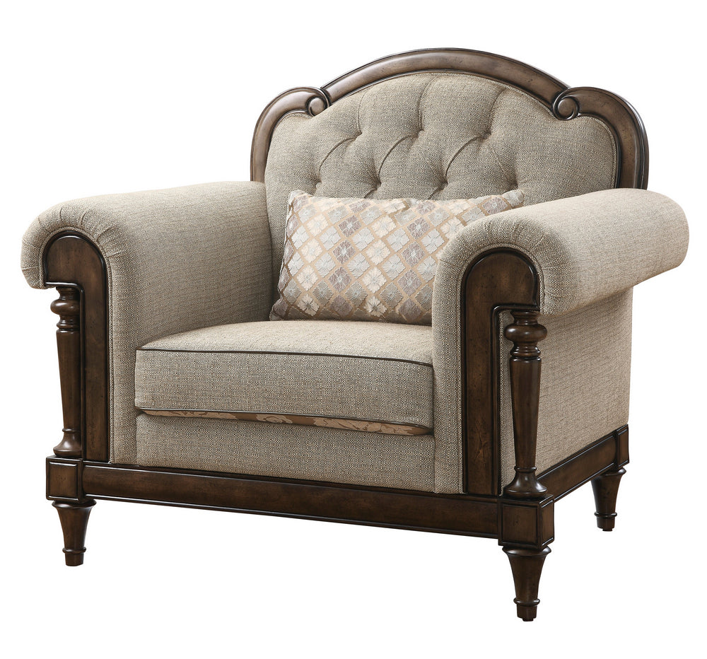 Heath Court Neutral Hued Brown Textured Fabric Chair