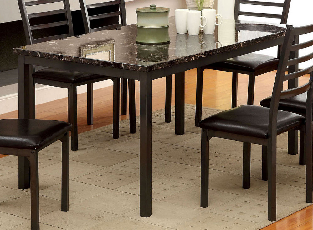 Colman Black Dining Table with Faux Marble Top