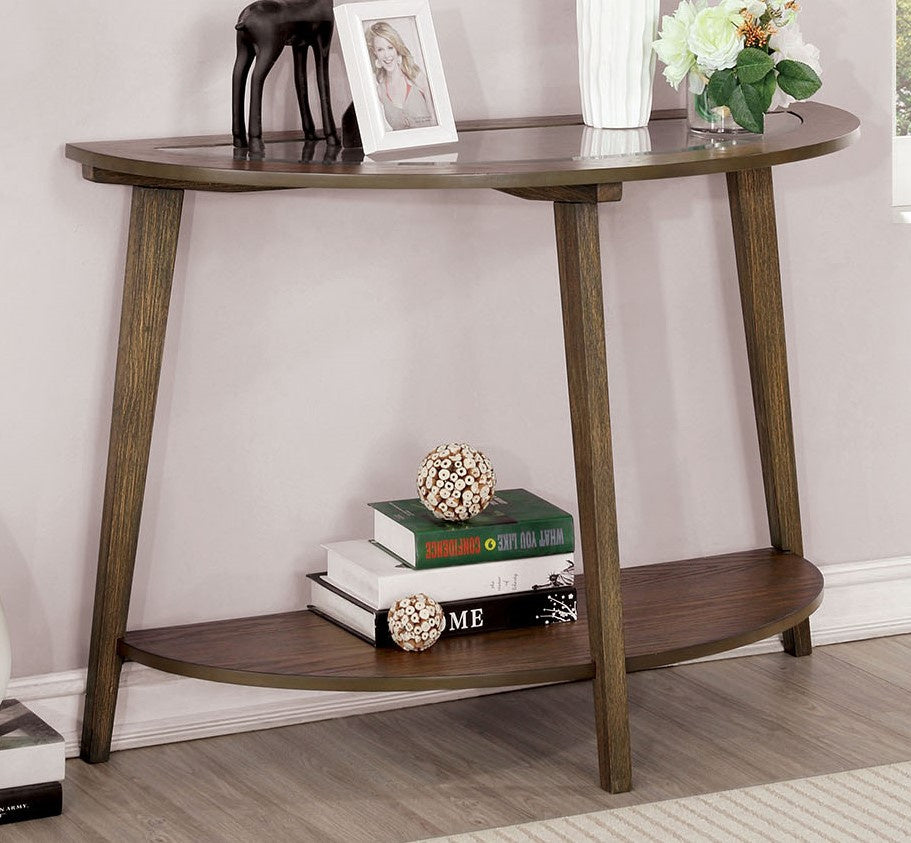 Uriel Dark Oak Wood Sofa Table w/Glass Insert