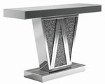 Amala Clear Mirror Console Table with Geometric Base