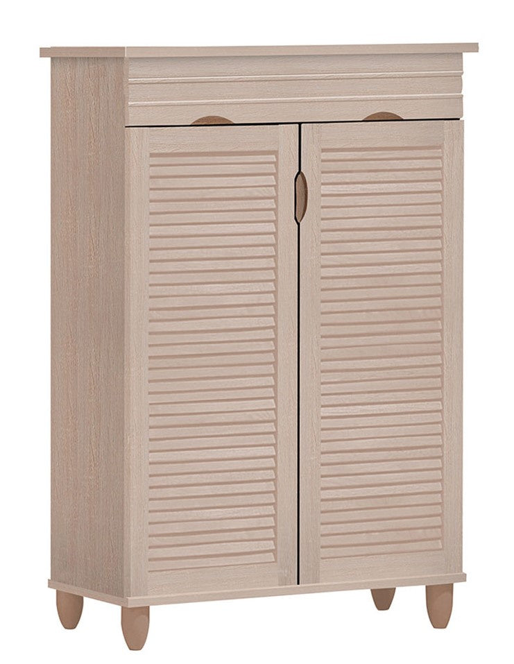 Raven Natural Finish Wood Tall Shoe Cabinet w/Drawer