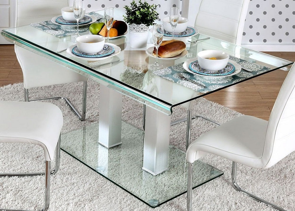 Richfield Silver Metal/Glass Dining Table