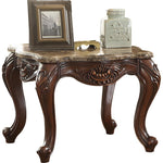 Jardena Cherry Oak Wood End Table with Marble Top