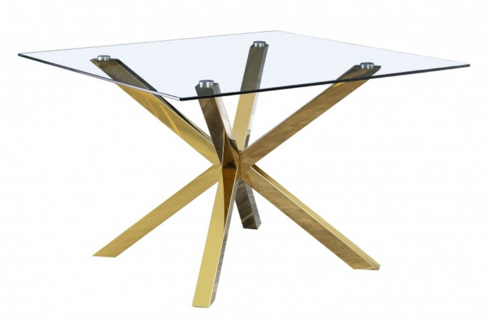 Beverley Gold Metal/Clear Glass Dining Table