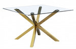 Beverley Gold Metal/Clear Glass Dining Table