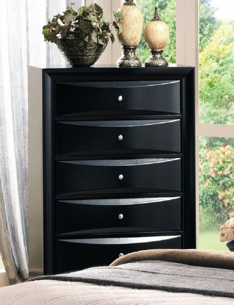 Briana Black Wood 5-Drawer Chest