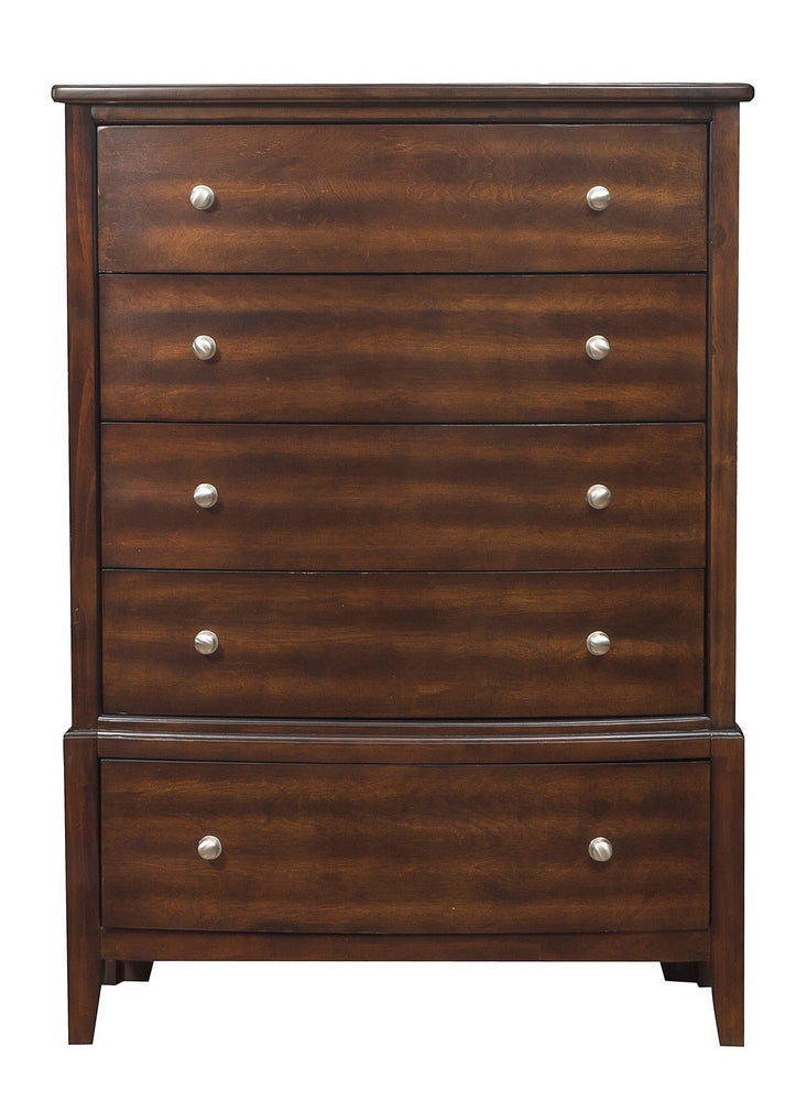 Cotterill Dark Cherry Wood 5-Drawer Chest