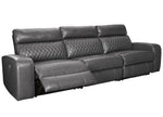 Samperstone 3-Pc Gray Faux Leather Power Recliner Sofa