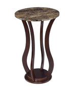 Assisi Brown Wood Accent Table with Faux Marble Top