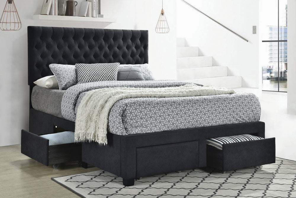 Soledad Grey Fabric Upholstered Queen Storage Bed