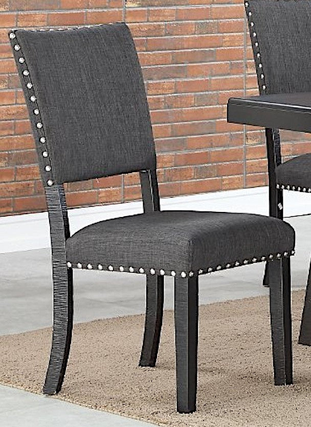 Ophelia II 2 Black Wood/Fabric Side Chairs