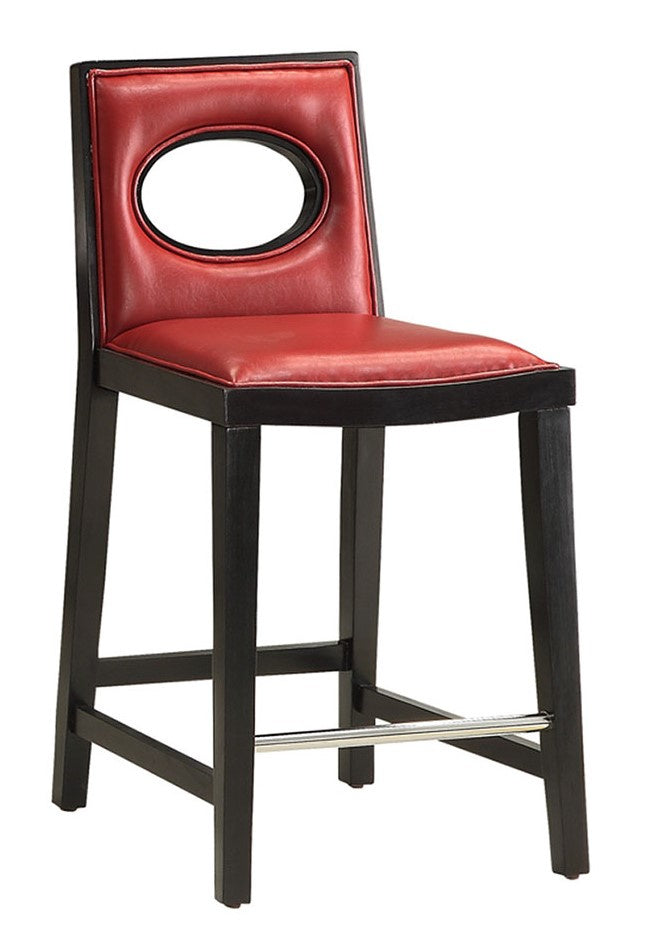 Suzie 2 Red PU Leather/Espresso Finish Wood 29" Bar Chairs