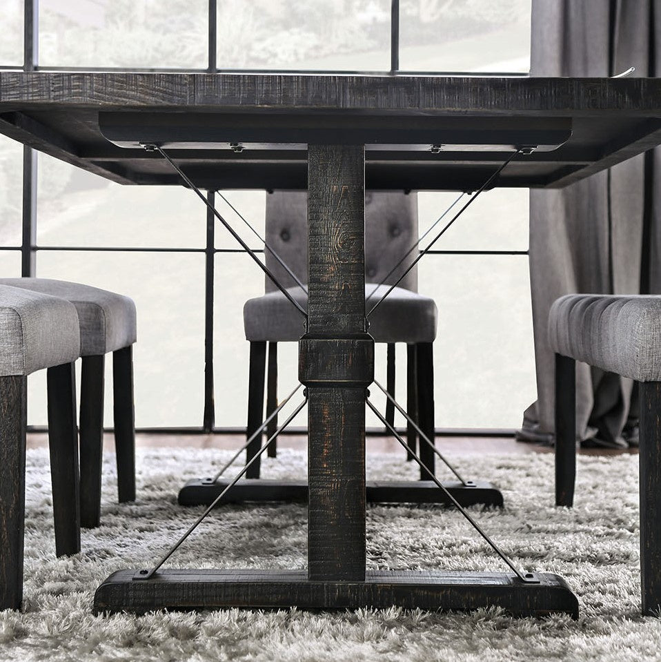 Alfred Antique Black Metal/Wood Dining Table