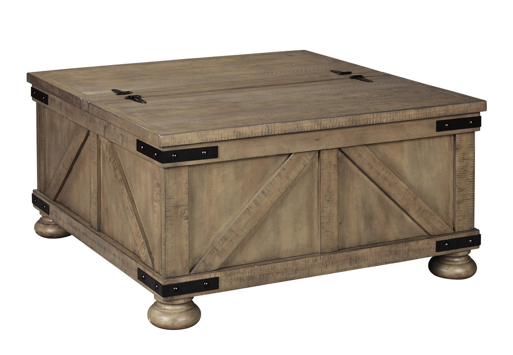 Aldwin Weathered Gray Wood Storage Coffee Table