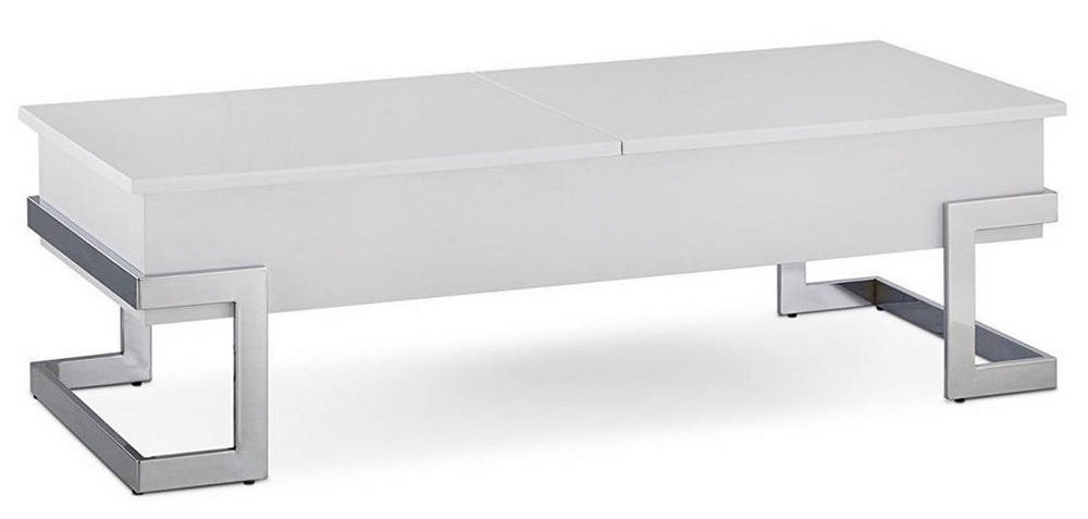 Calnan White Wood/Chrome Metal Lift Top Coffee Table