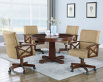 Marietta 5-Pc Tobacco Wood Game/Dining Table Set