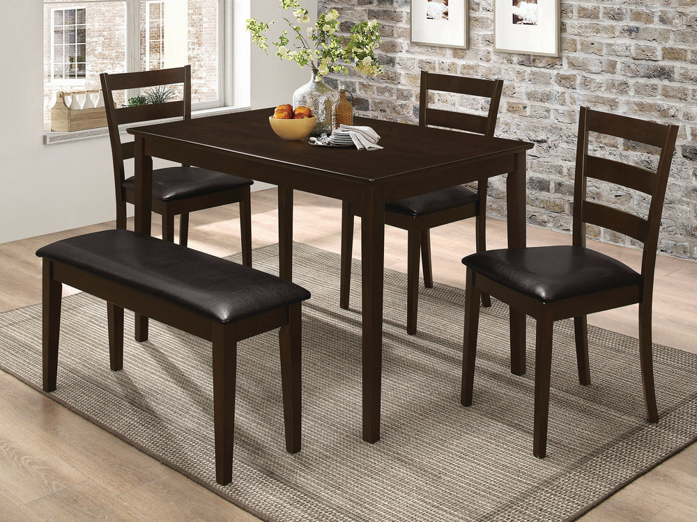 Taraval 5-Pc Dark Brown/Cappuccino Wood Dining Table Set