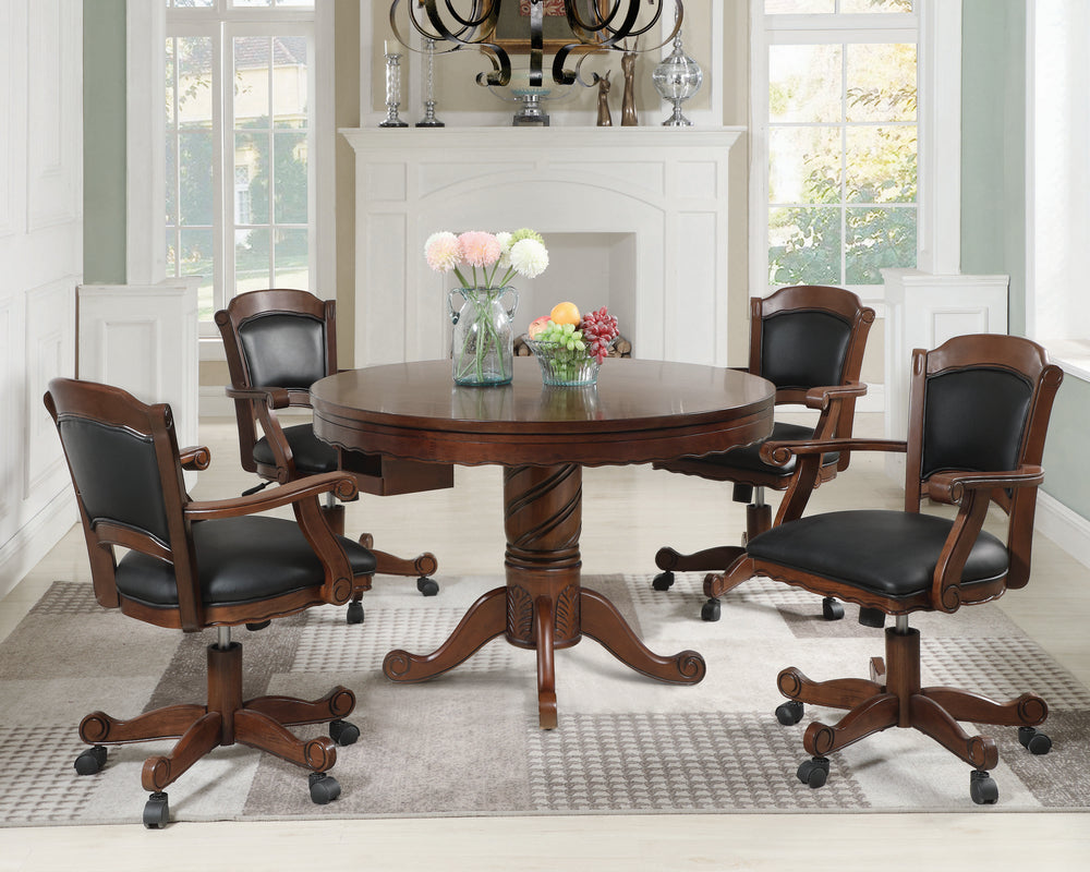 Turk 5-Pc Tobacco Wood Game/Dining Table Set