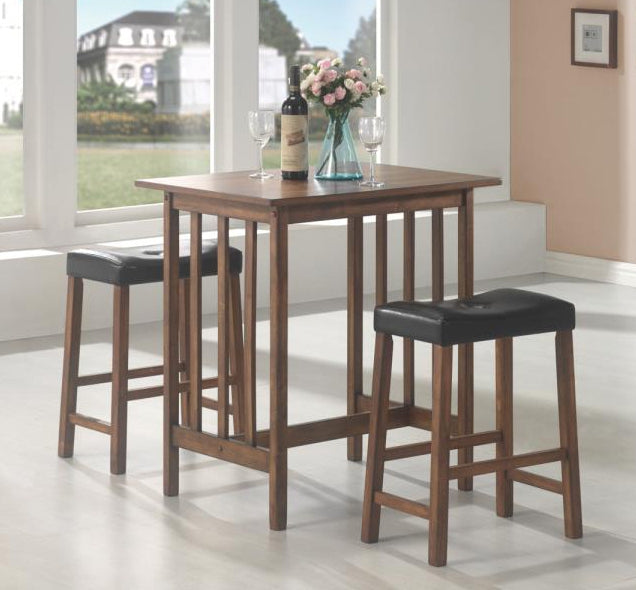 Bracken 3-Pc Nut Brown Wood Counter Height Table Set