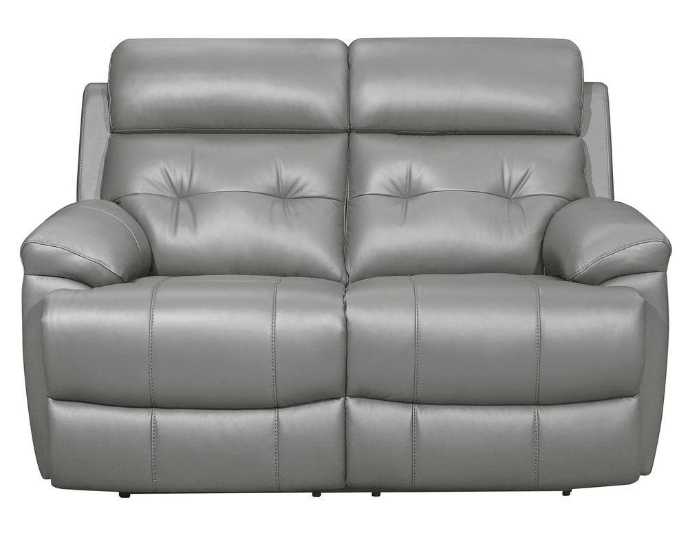 Lambent Gray Leather Manual Recliner Loveseat