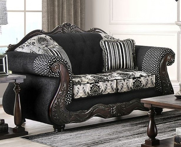 Ronja Black Chenille Loveseat