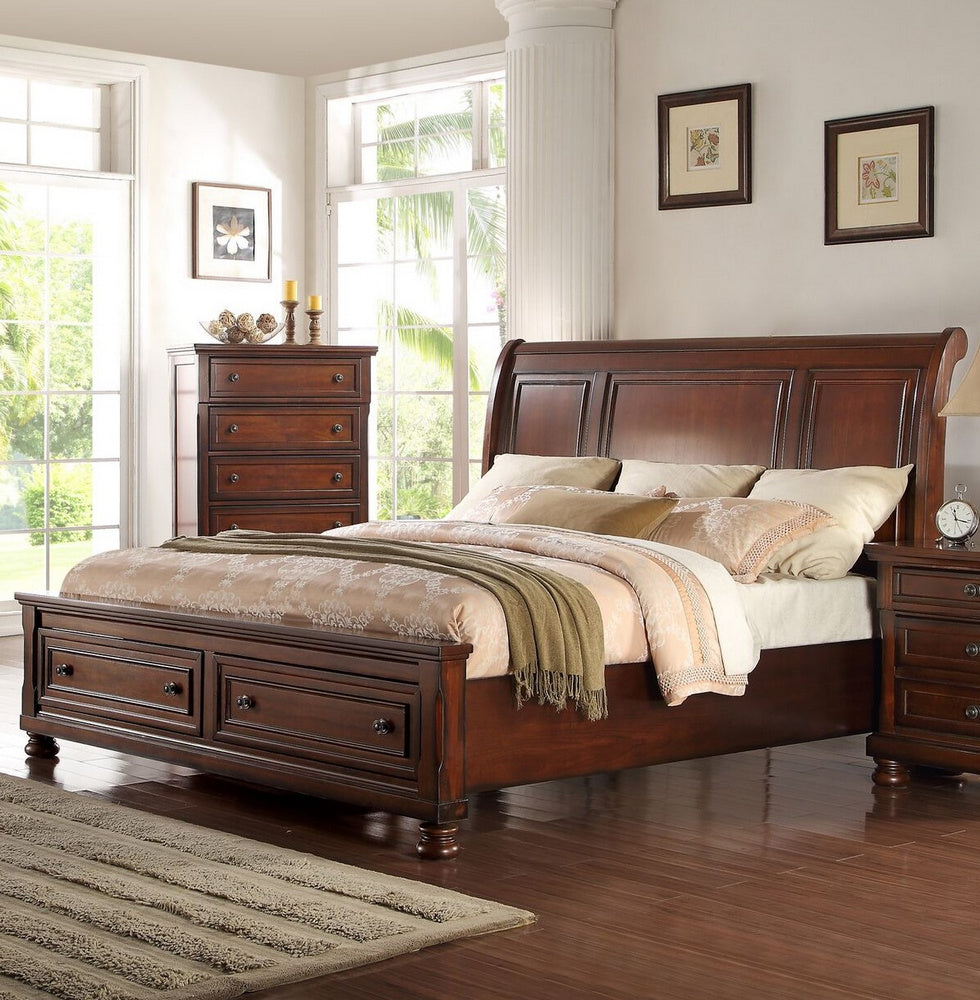 Alessa Cherry Wood King Bed (Oversized)