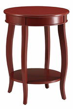 Aberta Red Wood Round Side Table with Shelf