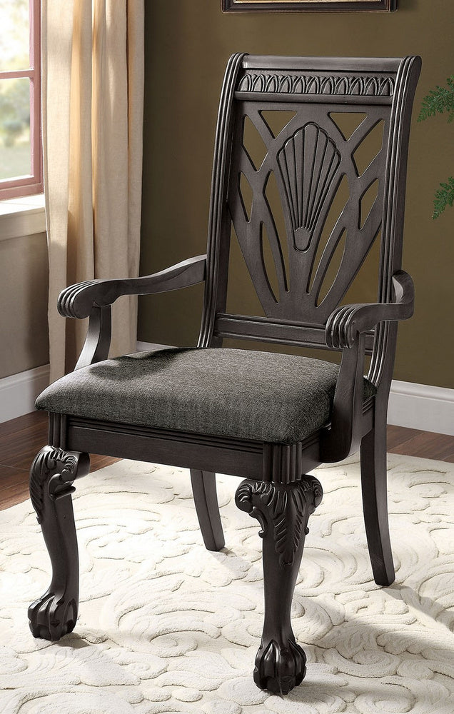 Petersburg 2 Dark Gray Fabric/Wood Arm Chairs