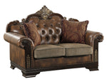 Croydon Brown Vinyl/Fabric Tufted Loveseat