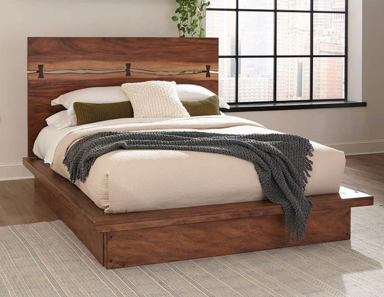 Madden Smokey Walnut Wood Queen Platform Bed (Oversized)