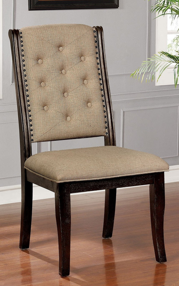 Patience 2 Dark Walnut Fabric Side Chairs