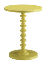 Acton Yellow Wood Round Side Table with Turned Pedestal