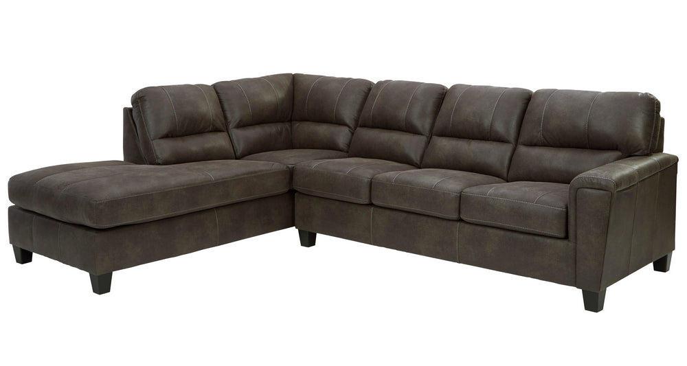 Navi 2-Pc Smoke Faux Leather LAF Sectional (Oversized)