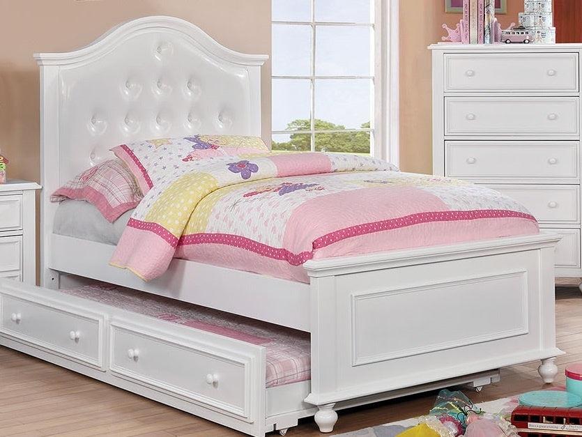 Olivia White Twin Platform Bed with Trundle