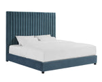 Arabelle Sea Blue Velvet Queen Platform Bed