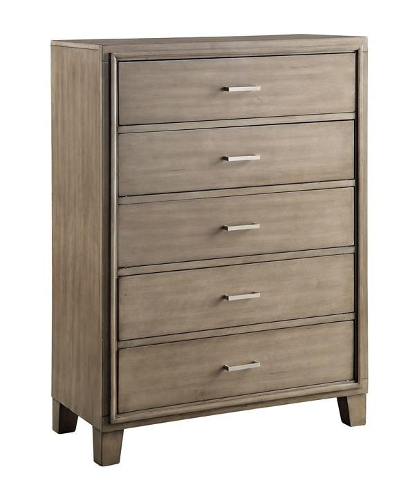 Enrico I Gray Wood 5-Drawer Chest