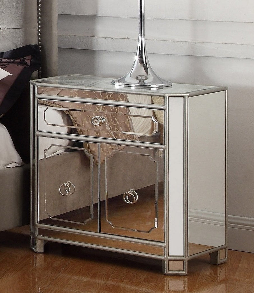 Tracee Silver Mirrored Nightstand