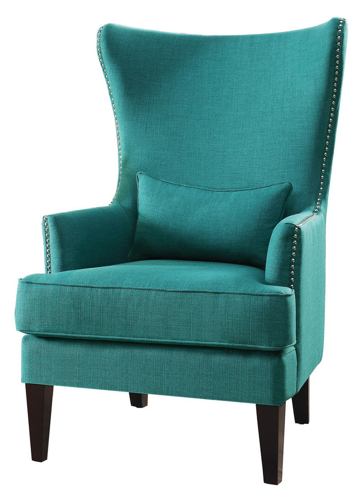 Avina Teal Fabric Wingback Accent Chair