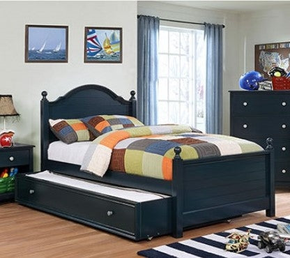 Diane Blue Solid Wood Twin Bed with Trundle